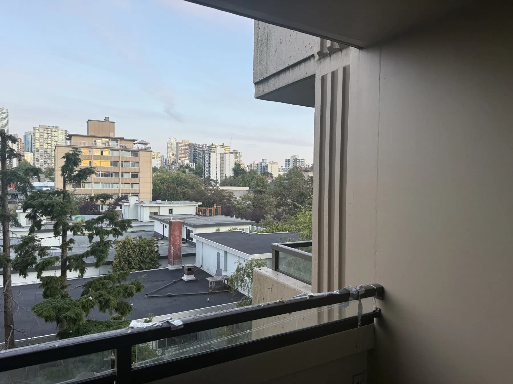 Open residential balcony before bird netting was installed