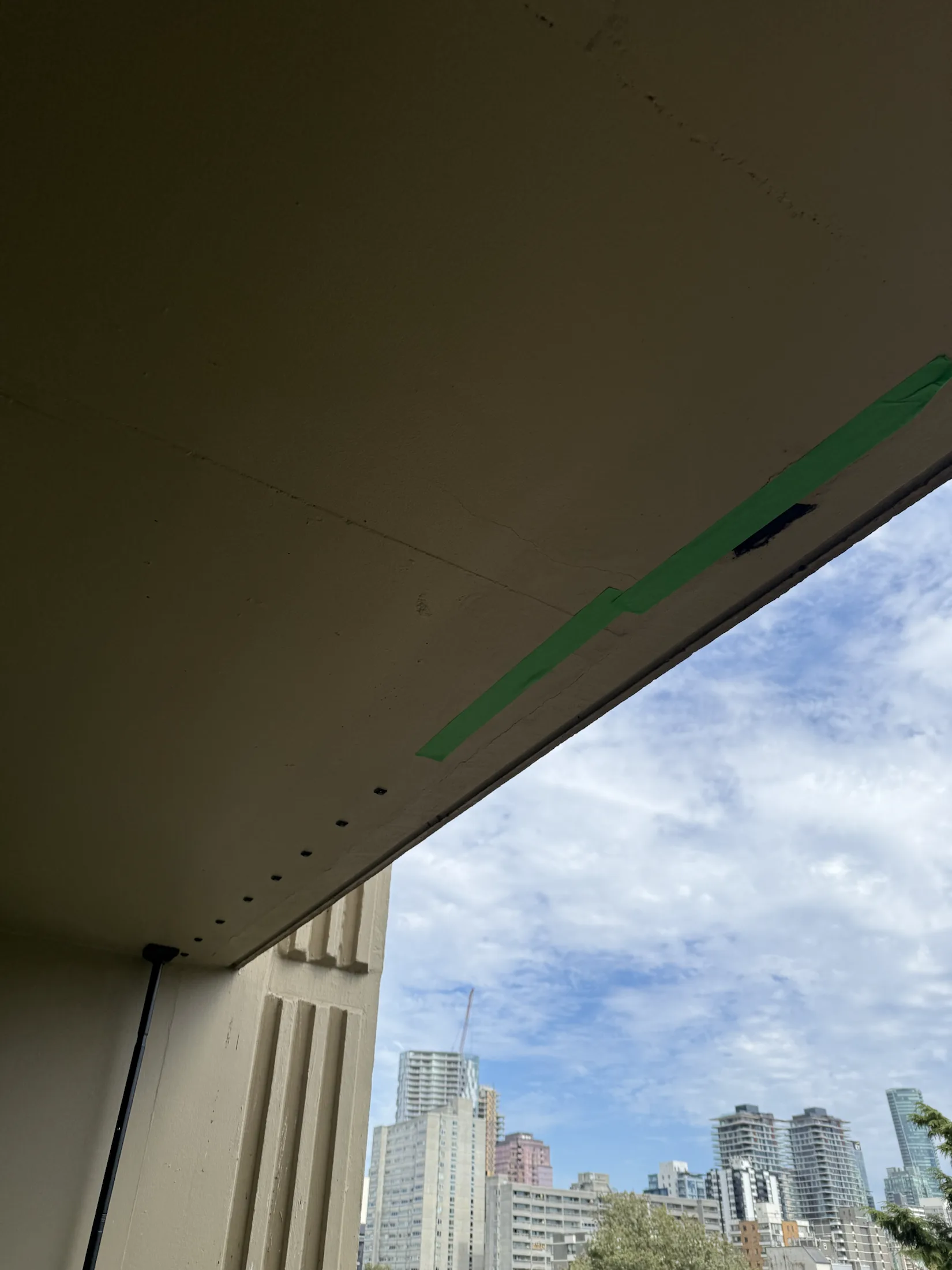 Prepared ceiling line for balcony bird netting installation