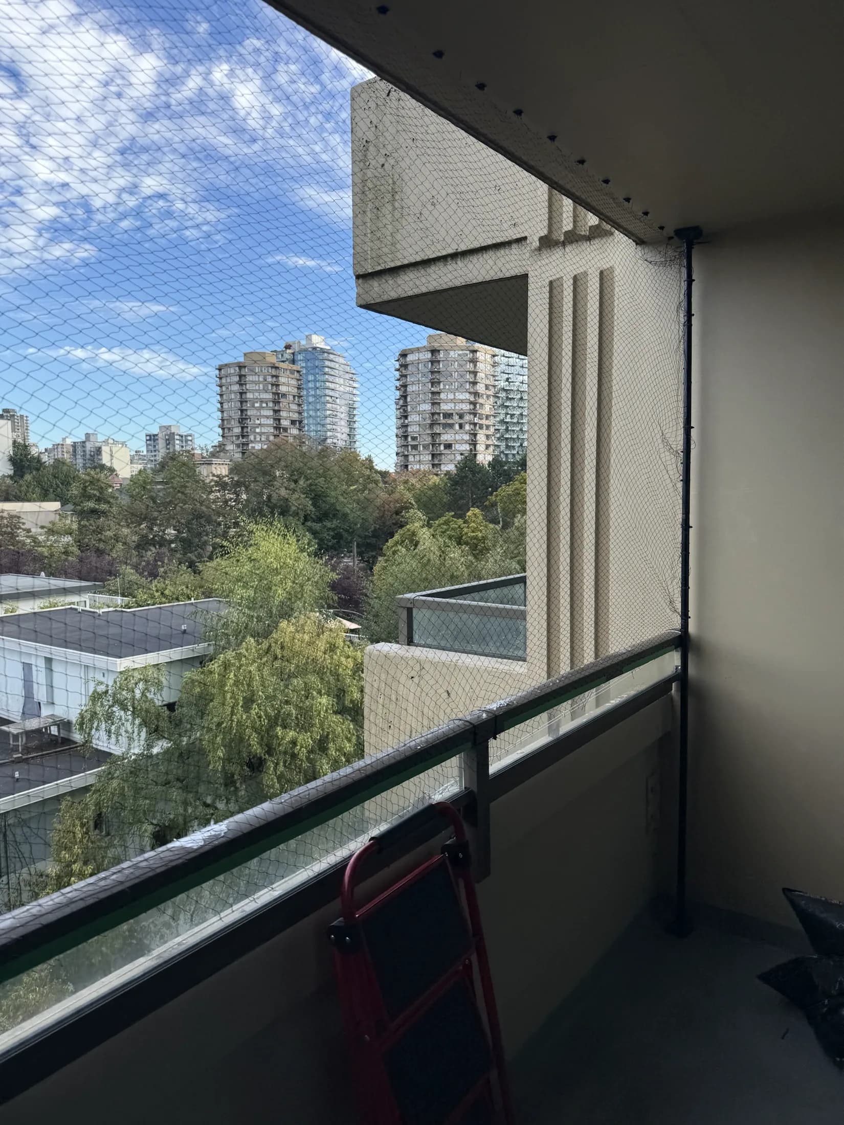 Completed bird netting at a multi-unit Vancouver property