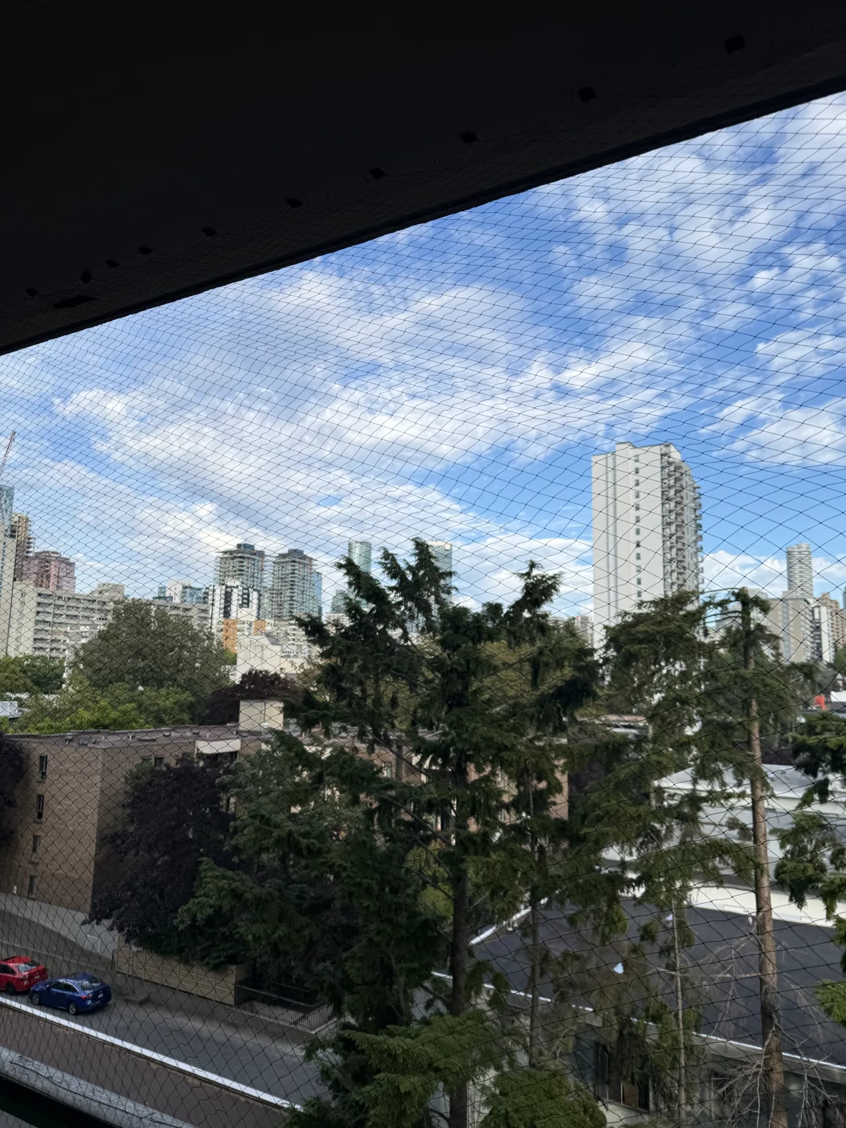Finished balcony bird netting at a shared residential property